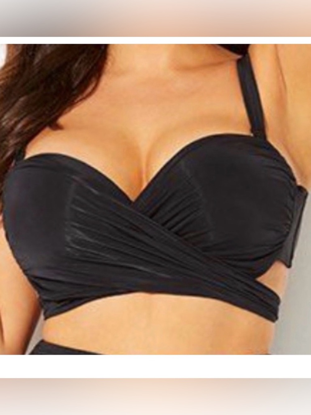 Swimsuits for all Black Wrap Front Bikini Top Underwire size 16 G H Cup